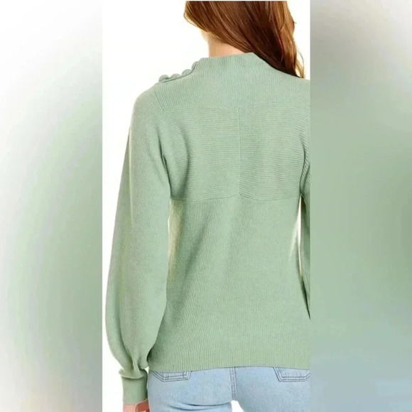 Rebecca Taylor Mint Wool Blend Mock Neck
Ribbed Balloon Sleeve Button Sweater XS - Picture 2 of 13